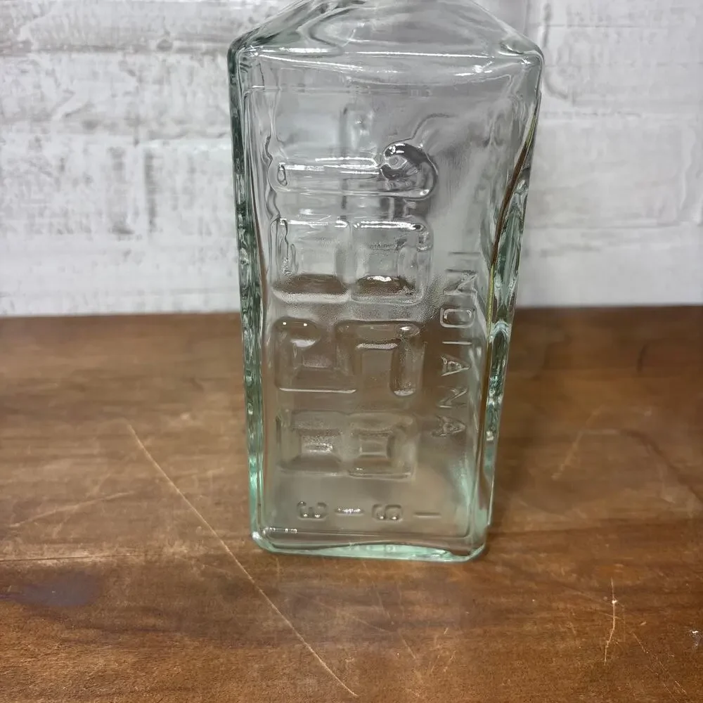 Vintage License Plate Glass Whiskey Decanter with Stopper